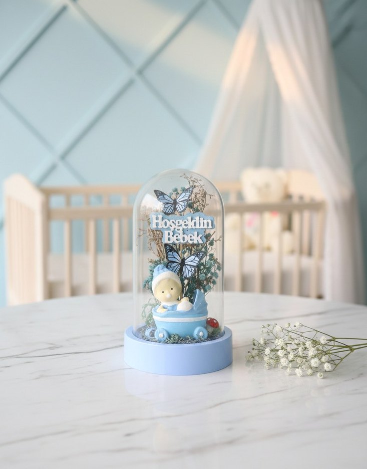 Hoşgeldin Bebek Hediyesi | Erkek Bebek Odası Dekoratif  Fanus - Görsel 4