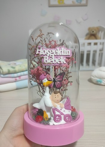 Hoşgeldin Bebek Hediyesi | Kız Bebek Odası Dekoratif  Fanus - Görsel 3