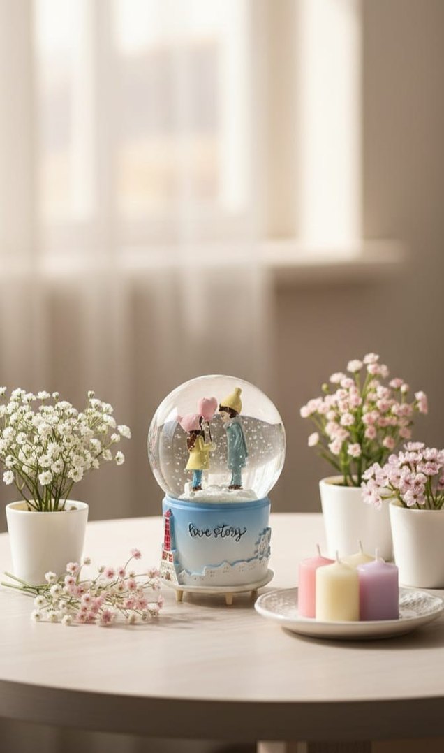 Renkli Love Story Kar Küresi -Orta Boy - Görsel 2