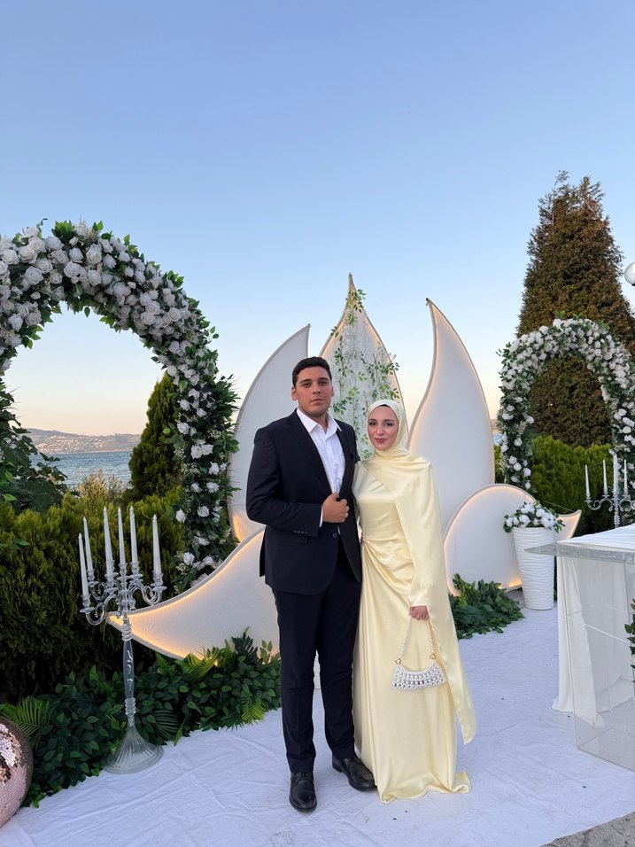 Sarı Drapeli Uzun Abiye Elbise - Görsel 4