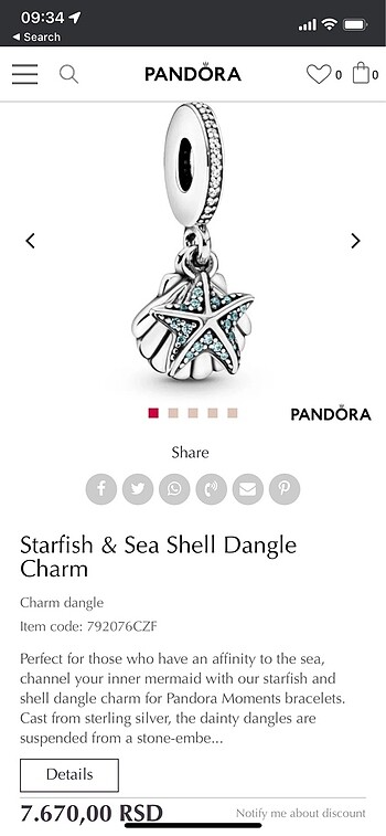 Pandora dangle charm