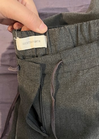 36 Beden Gri Keten Kadın Kumaş Pantolon