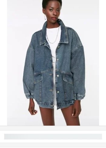 Kadın Mavi Oversize Denim Ceket
