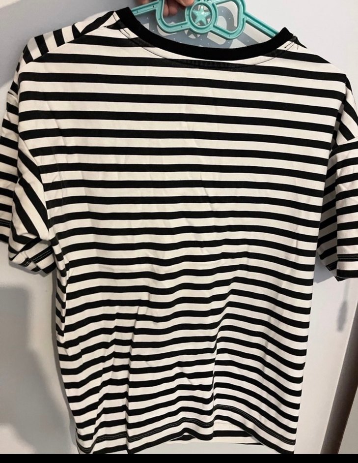 Çizgili Kısa Kollu Tişört - Görsel 3