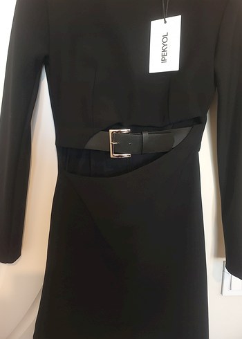 Ipekyol Uzun Kollu Kemerli Siyah Mini Elbise - Görsel 4