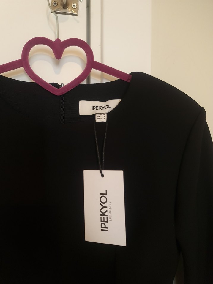 Ipekyol Uzun Kollu Kemerli Siyah Mini Elbise - Görsel 3