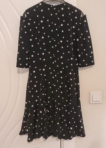 Twist Siyah Puantiyeli Volanlı Midi Elbise - Görsel 5