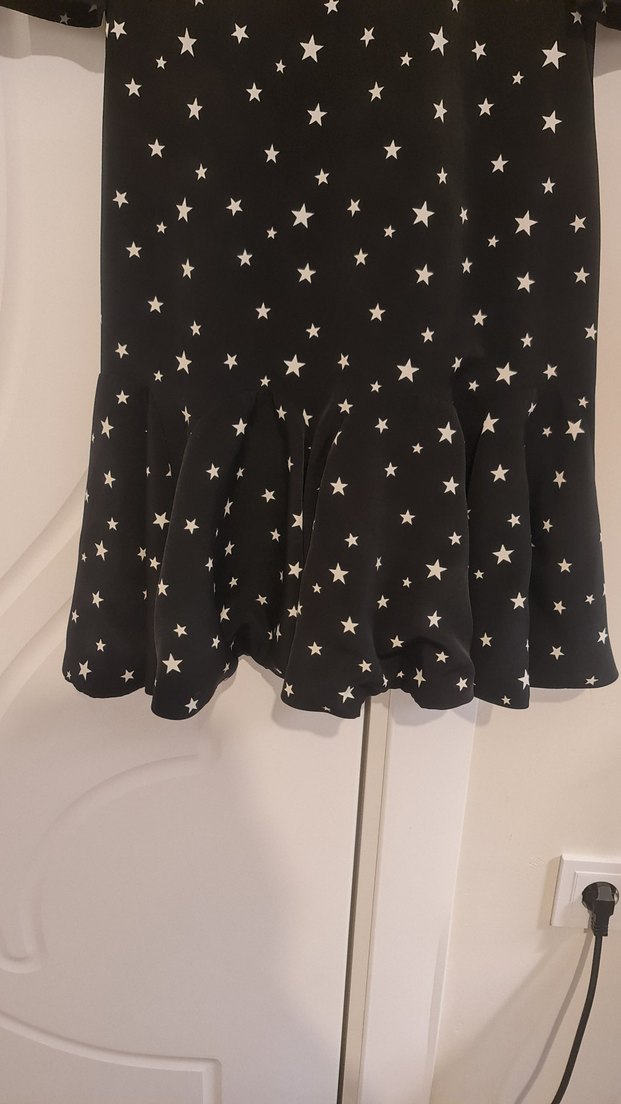 Twist Siyah Puantiyeli Volanlı Midi Elbise - Görsel 2