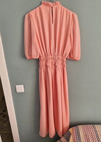 Trendyol & Milla Pembe Uzun Renkli Fırfırlı Elbise