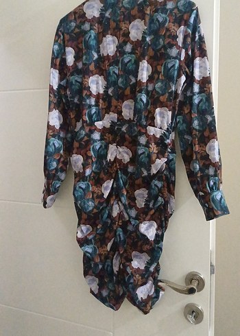 Kadın Çok Renkli Midi Batik Desenli Salaş Elbise - Görsel 3