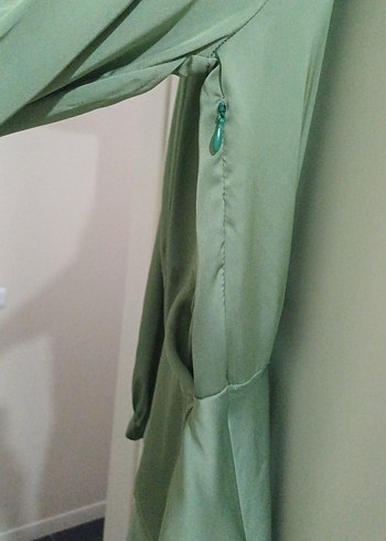 Uzun Yeşil Bohem Kadın Elbise - Görsel 3