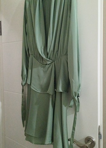 Uzun Yeşil Bohem Kadın Elbise - Görsel 2