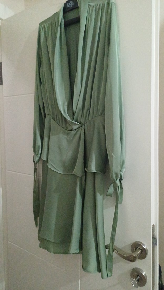 Uzun Yeşil Bohem Kadın Elbise - Görsel 2