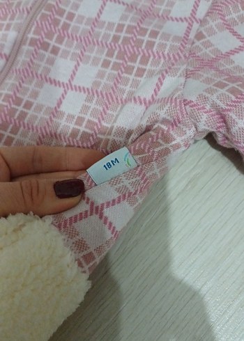 Kız Çocuk Pembe Ekose Kürklü Ceket - Görsel 3