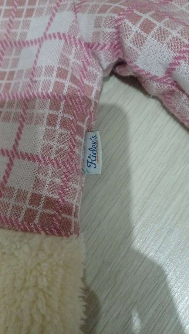 Kız Çocuk Pembe Ekose Kürklü Ceket - Görsel 2