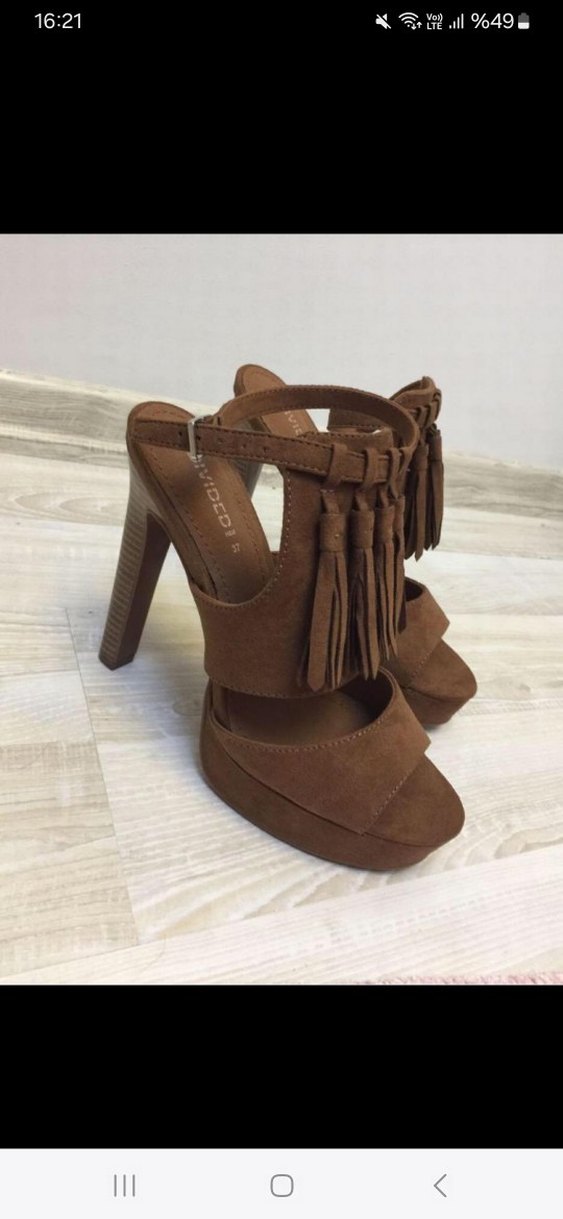 Kahverengi Süet Platform Topuklu Kadın Ayakkabı - Görsel 2