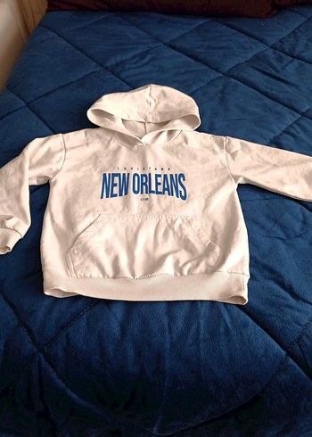 Beyaz Kapüşonlu kız çocuk Sweatshirt - Görsel 3