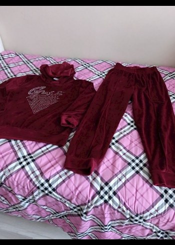 Bordo Kadın Rahat Uzun Kollu Pijama Takımı - Görsel 2