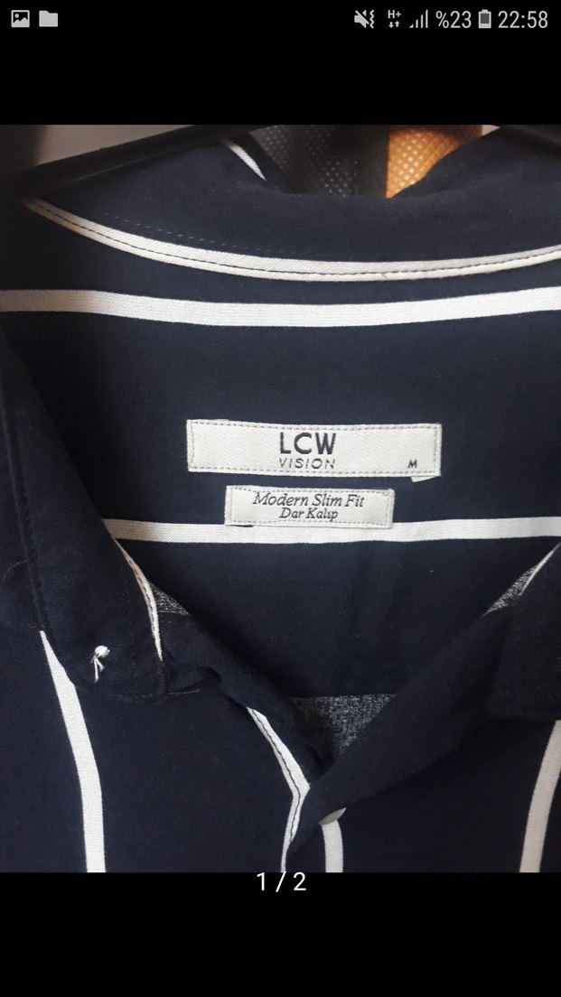 Dikey Çizgili Erkek Kısa Kollu Gömlek - Görsel 2