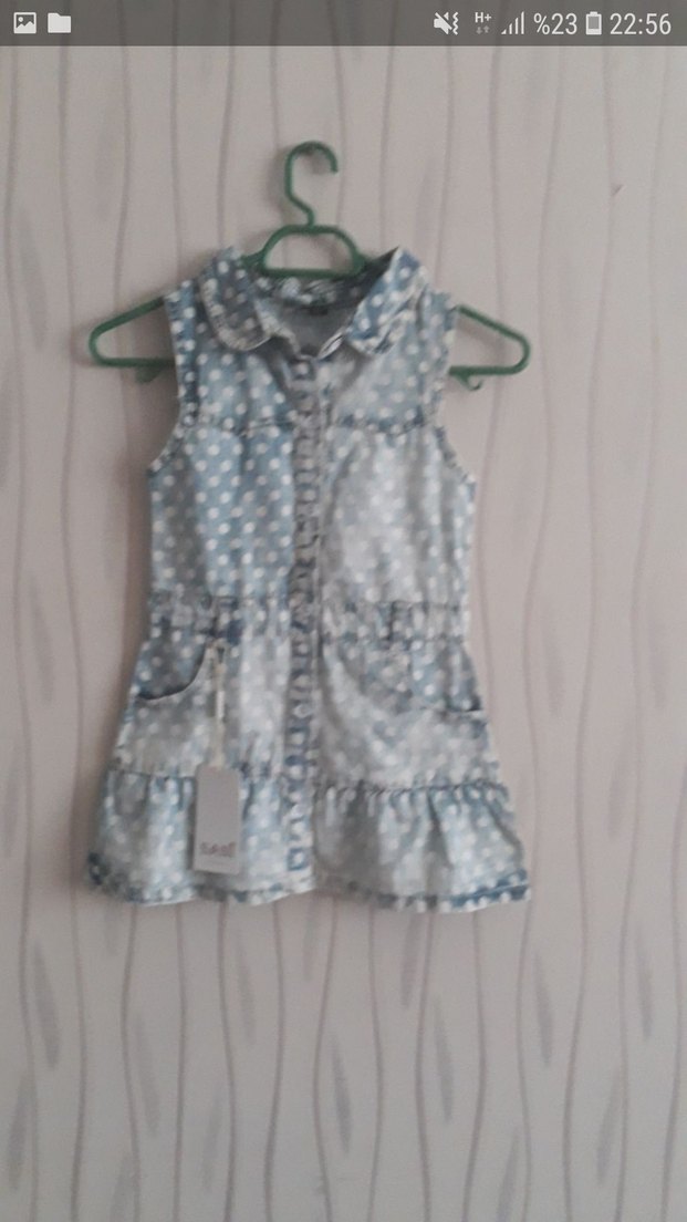 Kolsuz Denim Kız Çocuk Elbise - Görsel 2