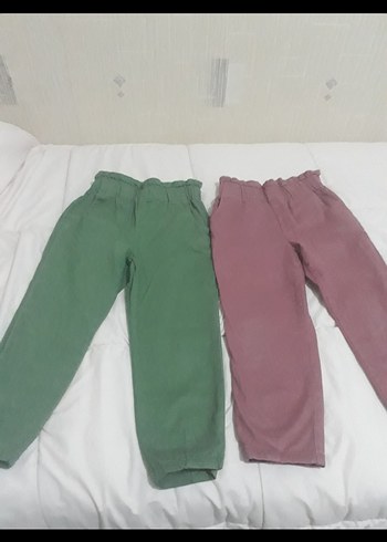 pembe yeşil havuç kesim kız çocuk pantolon