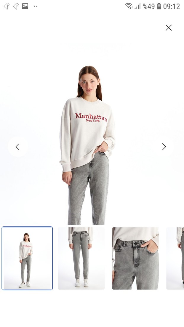 Gri Manhattan Baskılı Kadın Sweatshirt - Görsel 4