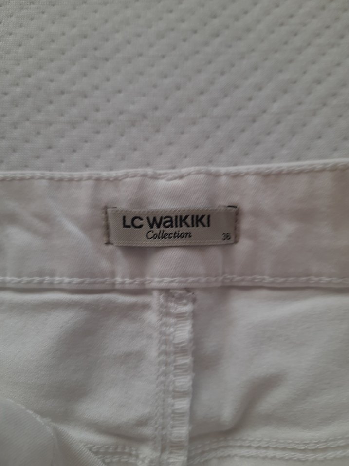 Beyaz Kadın Kumaş Pantolon, Normal Boy, Fermuarlı - Görsel 4