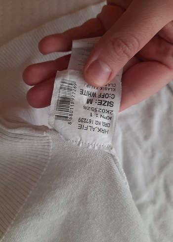 Düğmeli Beyaz Kadın Keten Hırka - Görsel 3