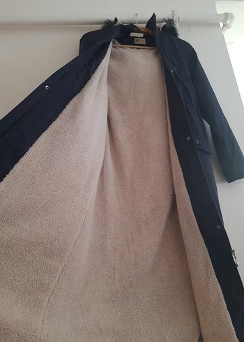 İçi Kürklü Uzun Lacivert Kadın Mont - Görsel 3