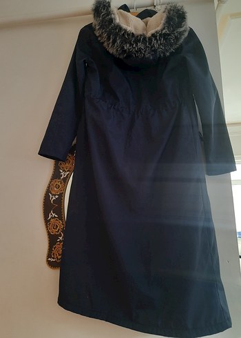 İçi Kürklü Uzun Lacivert Kadın Mont - Görsel 5