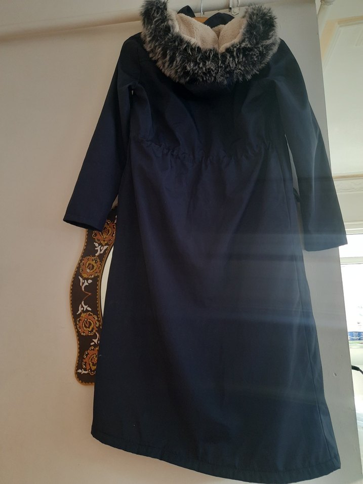 İçi Kürklü Uzun Lacivert Kadın Mont - Görsel 5