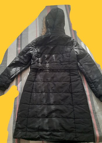 LCW Modest Siyah Kürklü Kemerli Kışlık Mont - Görsel 5