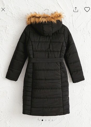 LCW Modest Siyah Kürklü Kemerli Kışlık Mont - Görsel 2