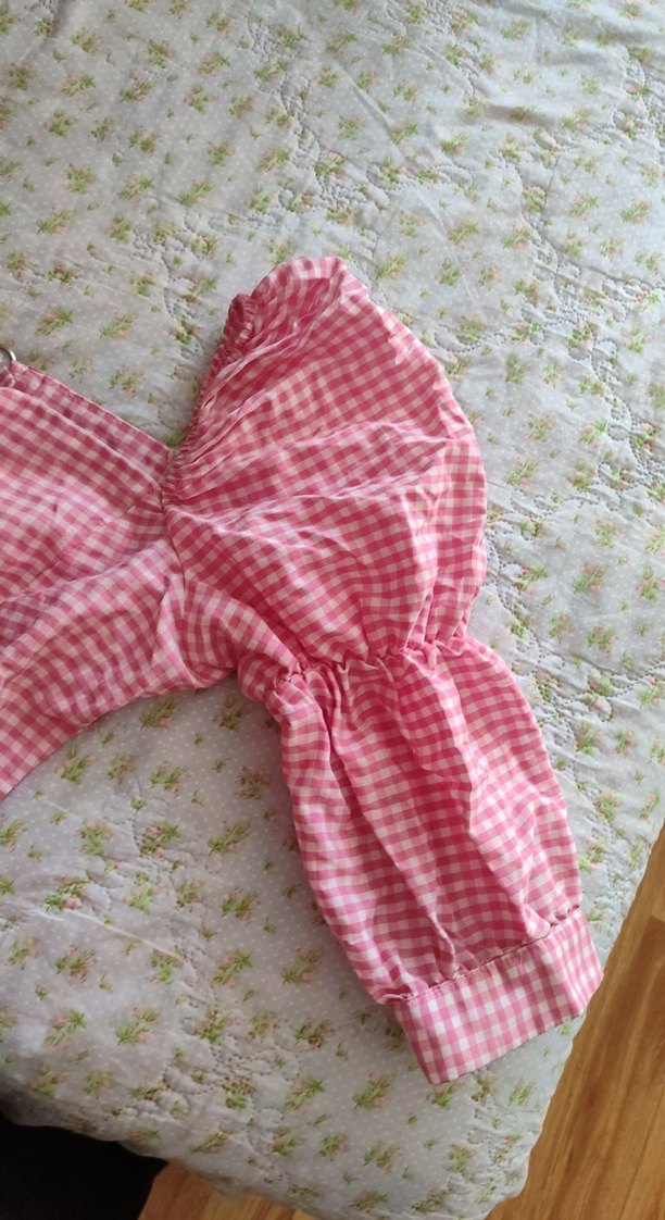 Pembe Kareli Fırfırlı Hamile Bluzu - Görsel 2