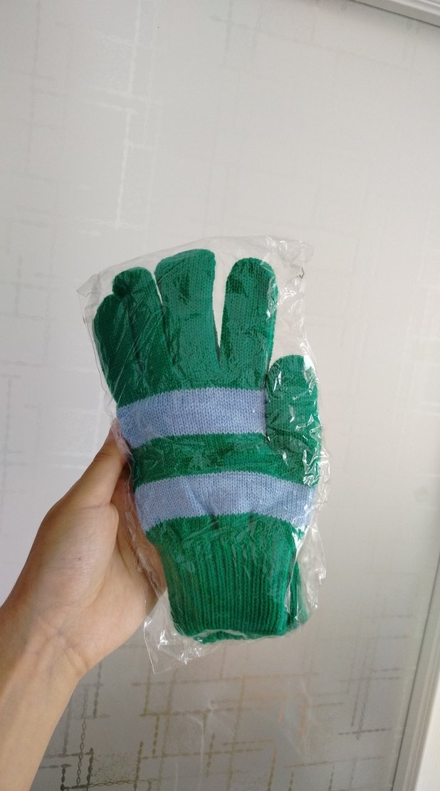 Kız Çocukları İçin Yeşil Örgü Eldiven - Görsel 2