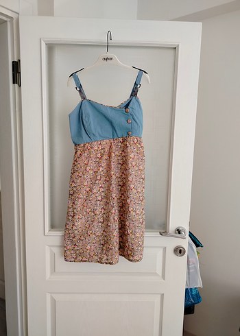 Düğmeli Askılı Hamile Elbisesi - Görsel 7