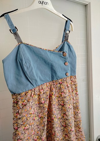 Düğmeli Askılı Hamile Elbisesi - Görsel 5