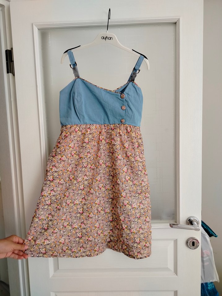 Düğmeli Askılı Hamile Elbisesi - Görsel 2