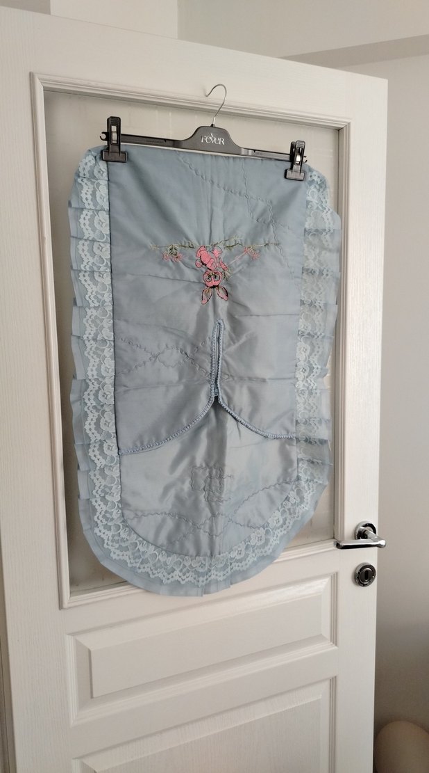 Nakışlı, Uzun, Askısız Gri Hamile ve Emzirme Gecelik - Görsel 2