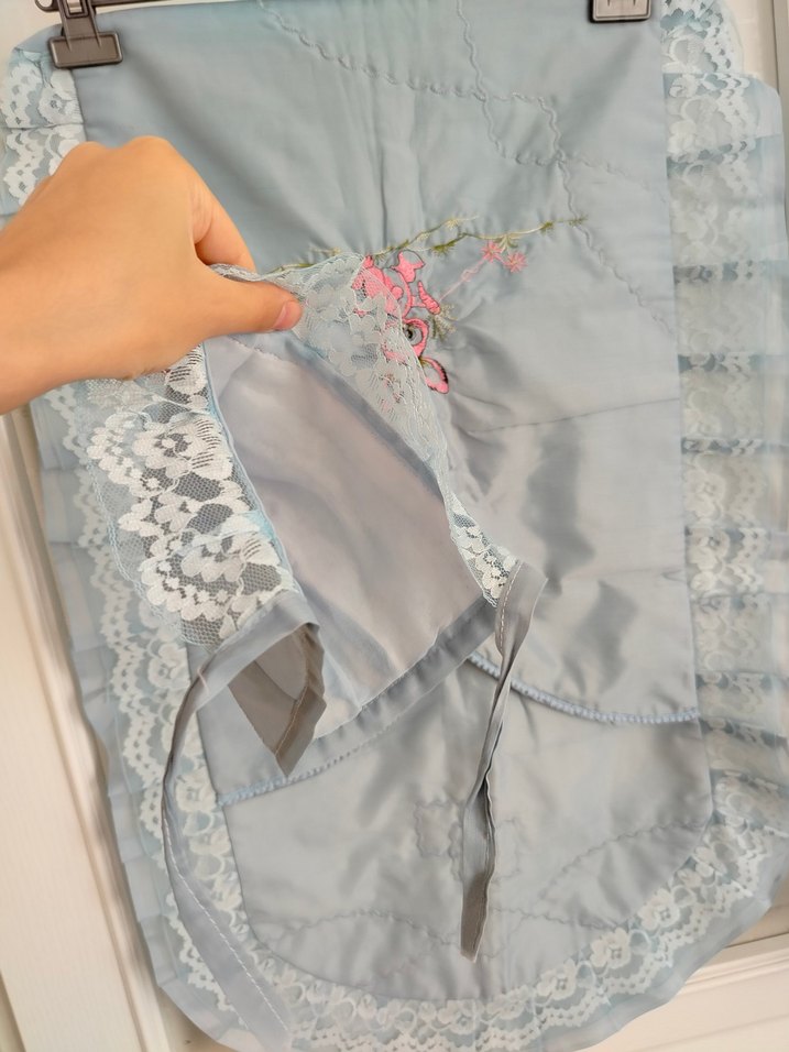 Nakışlı, Uzun, Askısız Gri Hamile ve Emzirme Gecelik - Görsel 3