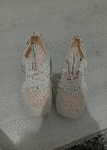 Beyaz Platform Topuklu Bağcıklı Spor Ayakkabı - Görsel 6