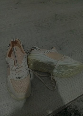 Beyaz Platform Topuklu Bağcıklı Spor Ayakkabı - Görsel 7