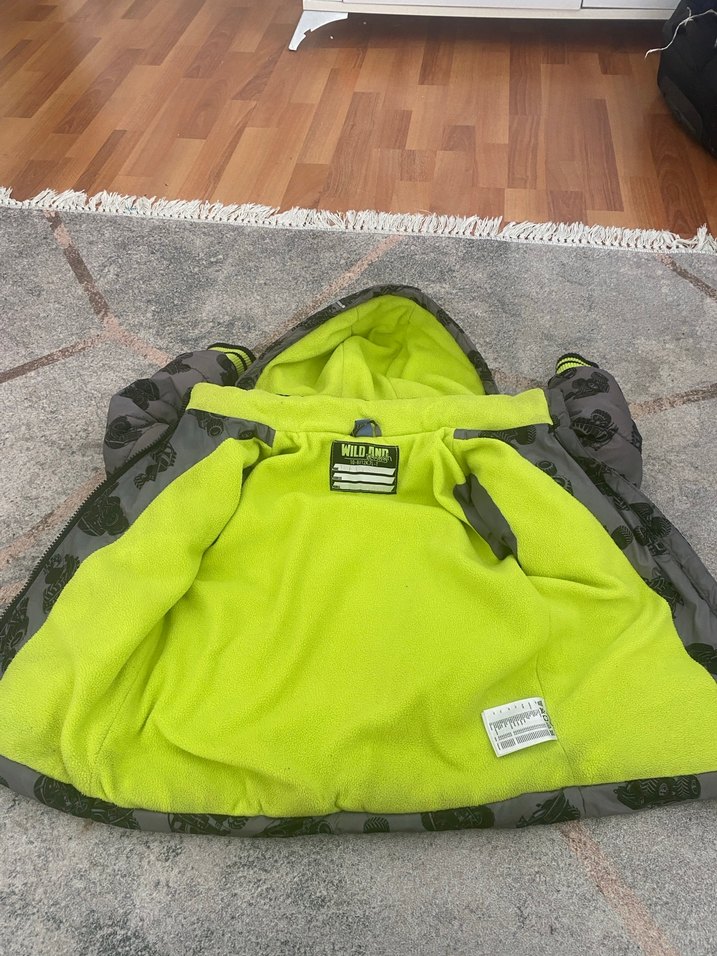 Kapüşonlu Gri Erkek Çocuk Mont - Görsel 2