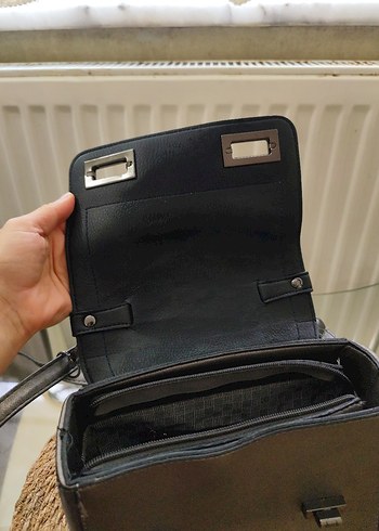 Gri Deri Kadın Çanta Tokalı - Görsel 5