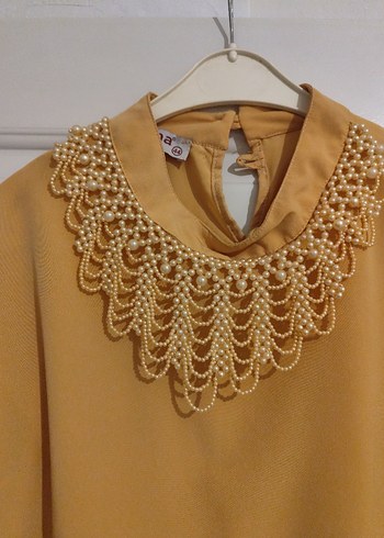 Dantel Yakalı Sarı Kadın Gömlek - Görsel 2