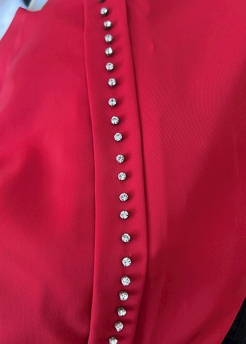 Klasik Kırmızı Drapeli Uzun Kadın Elbise - Görsel 7