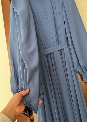 Mavi Uzun Kollu Salaş Kadın Elbise - Görsel 2