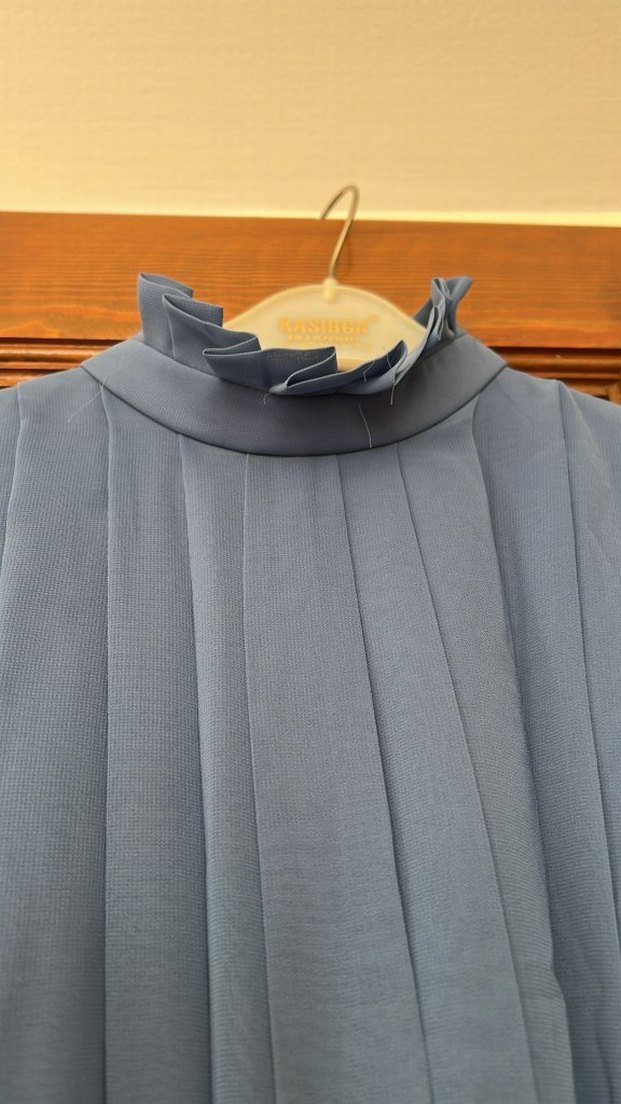 Mavi Uzun Kollu Salaş Kadın Elbise - Görsel 3