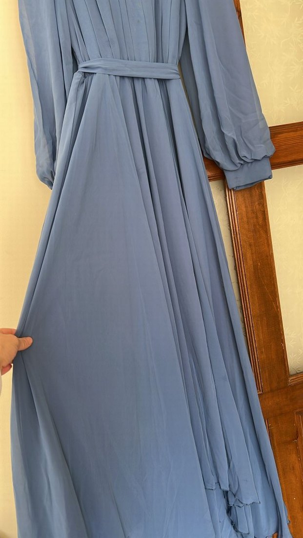 Mavi Uzun Kollu Salaş Kadın Elbise - Görsel 5