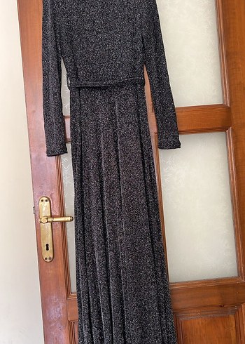 Gri Pilili Uzun Kadın Elbise - Görsel 2